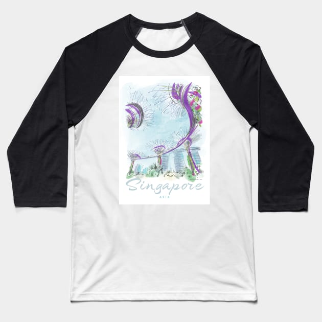 Singapore Gardens by the Bay Art Baseball T-Shirt by markvickers41